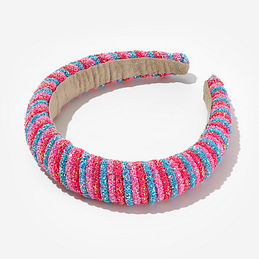 fashionable statement headband in pink and blue stripes