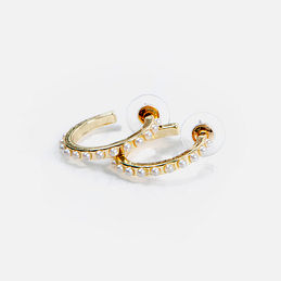 Pearl Gemstone Hoop Earrings