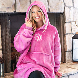 hot pink blanket hoodie with hood