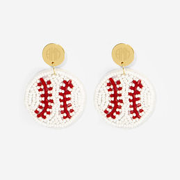 Monogrammed Baseball Earrings