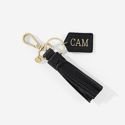 Custom monogrammed tassel key fob in black