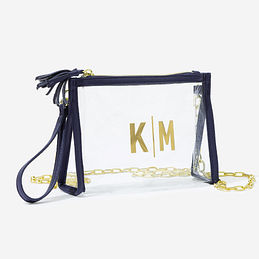 Personalized Clear Stadium Bag with Chain Crossbody Strap