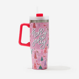 Holly Jolly Tumbler with Handle | Marleylilly