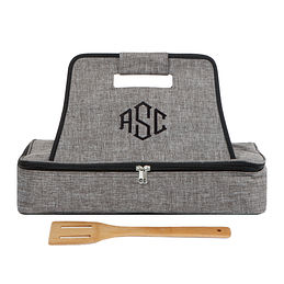 monogrammed casserole carrier - heather gray