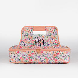 Monogrammed Casserole Carrier in Coral Floral