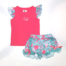 BLOOPER KIDS: Monogrammed Girls Ruffle Short Set
