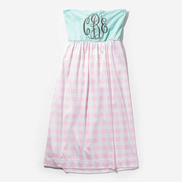 Monogrammed Beach Cover Up in Pink Gingham