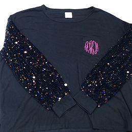 BLOOPER CLOTHING: Monogrammed Sequin Sleeve Sweatshirt