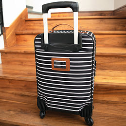 Personalized Black & White Stripe Suitcase - Marleylilly