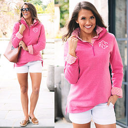 monogrammed half zip pullover sweatshirt