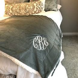 monogrammed sherpa blanket