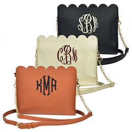 Monogrammed Scalloped Crossbody Bag