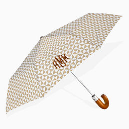 Monogrammed Umbrella in Tan Checkers