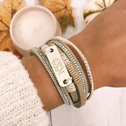 Monogram Recycled Silver Ribbon Wrap Bracelet M