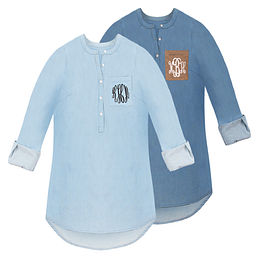 monogrammed chambray shirt