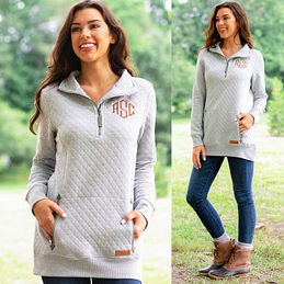 quilted pullover sweatshirt