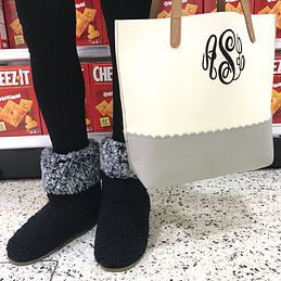 monogrammed slipper booties