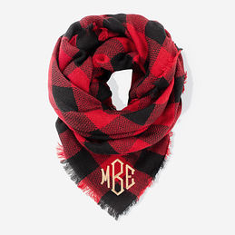 buffalo plaid monogrammed blanket scarf