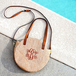 monogrammed straw tote