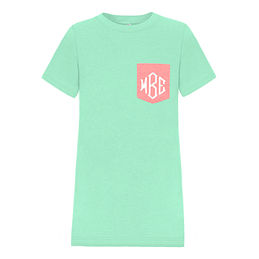  Monogrammed Comfort Embroidery embroidered Pocket T-Shirt  Bridesmaid Gift Monogram Unisex marley christmas Boxy Tee Tshirt Shirt mom  lilly shirts personalized custom mothers day wife : Handmade Products