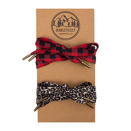 flat shoelace pack in buffalo plaid and leopard