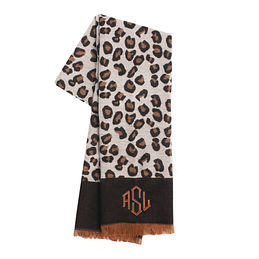 monogrammed leopard print rectangle scarf