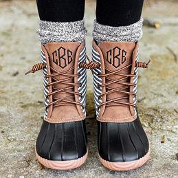 striped duck boots