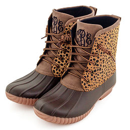 Ladies Spot On Calf High Leopard Print 'Wellington Boots' 