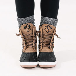 Duck boots with store initials