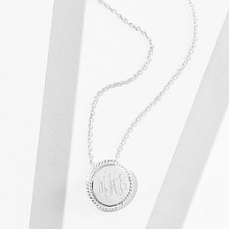 monogrammed silver rope nala necklace