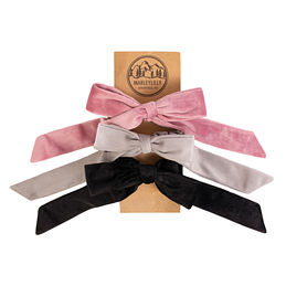 velvet bow scrunchie set in pink gray and black