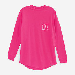 hot pink monogrammed long sleeve shirt