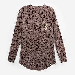 monogrammed pocket long sleeve shirt in leopard dot