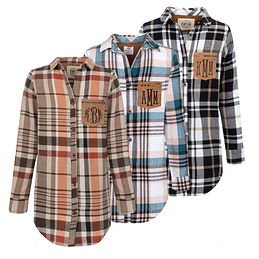 Monogrammed Layering Plaid Tunic Shirt 