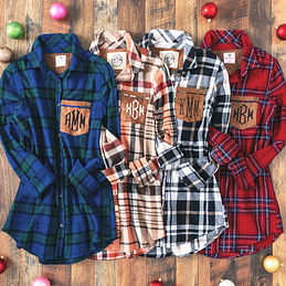Monogrammed Layering Plaid Tunic Shirt 