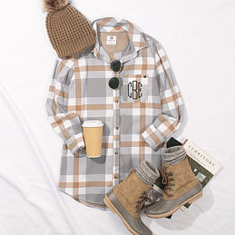 Monogrammed Layering Plaid Tunic Shirt - Marleylilly