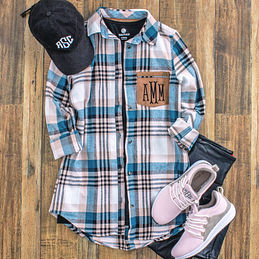 Monogrammed Layering Plaid Tunic Shirt 