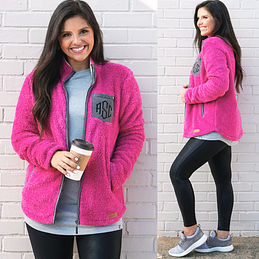 Monogrammed Fleece Jacket with Sherpa 