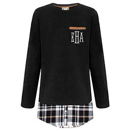 Marleylilly Monogrammed Plaid Hem Sweatshirt