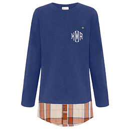 Marleylilly Monogrammed Plaid Hem Sweatshirt