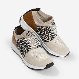 Monogrammed Leopard Sneakers Lightweight Mesh Foam