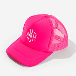 Monogrammed Trucker Hat in Hot Pink