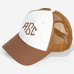 monogrammed trucker hat in hickory