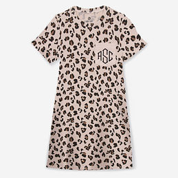 monogrammed classic tee dress in leopard