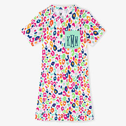 monogrammed t-shirt dress in pink leopard