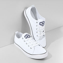 Monogrammed White Canvas Sneakers