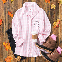 pink gingham plaid layering tunic with duck boots