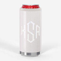 monogrammed skinny can cooler in pearl