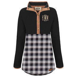 checkered fleece pullover