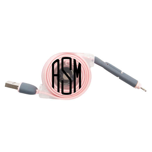 Monogrammed Retractable Charging Cord